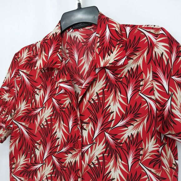 Elementz Shirt Womens Size Small Red Tropical Short Sleeve Button Up Top - Picture 2 of 6